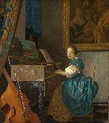 Jan Vermeer Young Woman Seated at a Virginal (mk08) oil on canvas